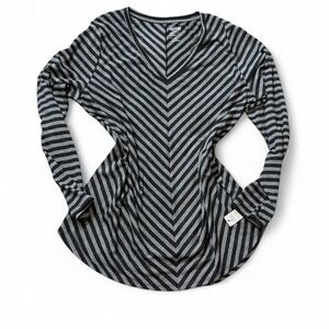 Apt 9 Sparkle Striped Modern Essentials V Neck Long Sleeve Tunic